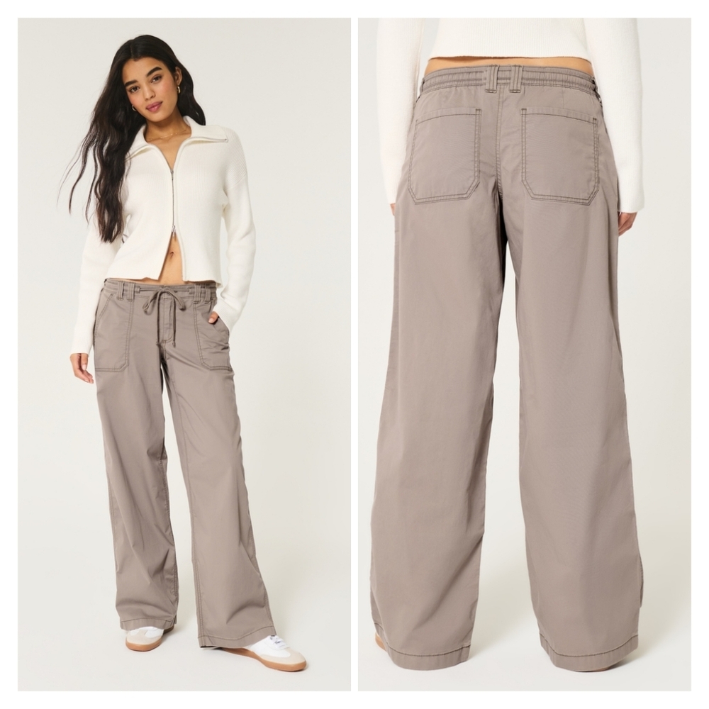Hollister Wide Leg Utility Pants in Taupe XL